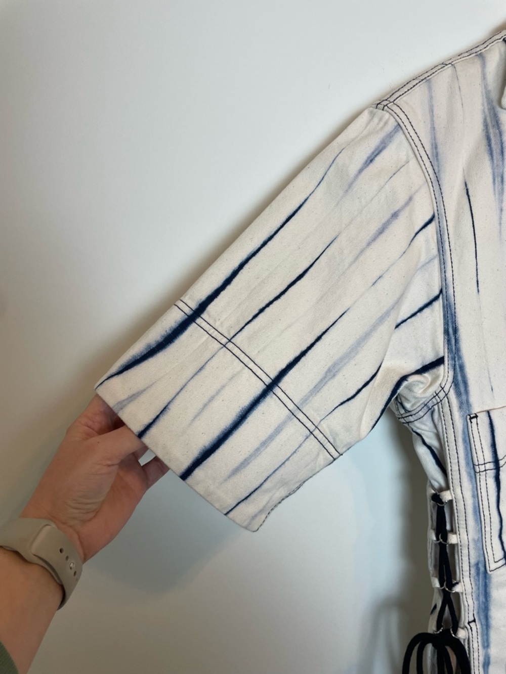 TORY BURCH Wavelength Denim Tie Dye Mini Shift Shirt Collared Dress \\ 10 - Picture 5 of 12